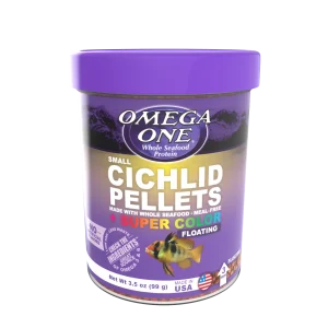 Omega One Super Color Cichlid Floating Pellet Fish Food Small Pellets 3.5 oz