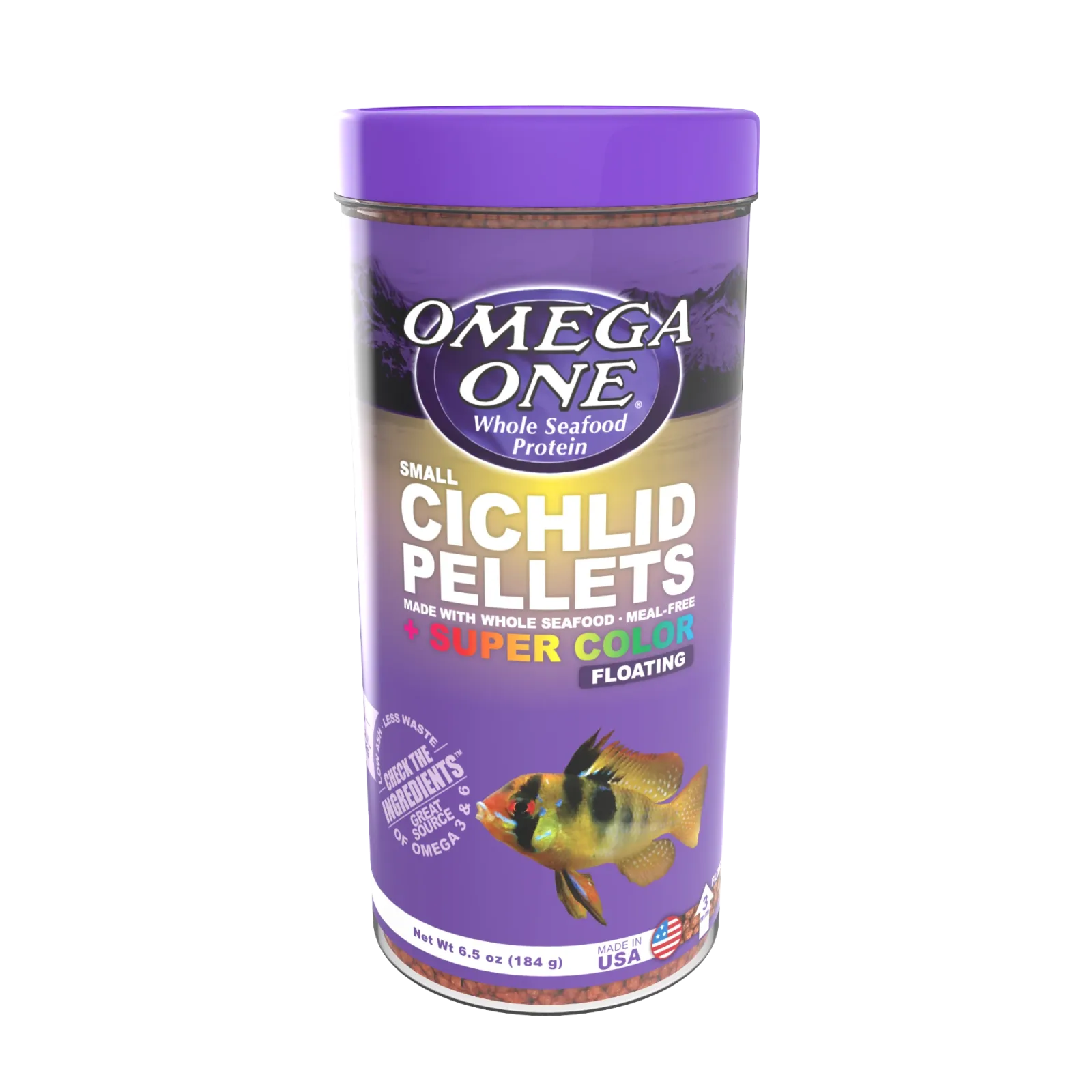 Omega One Super Color Cichlid Floating Pellet Fish Food Small Pellets 6.5 oz