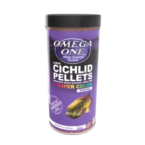 Omega One Super Color Cichlid Sinking Pellet Fish Food Large Pellets 9 oz