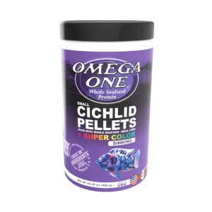 Omega One Super Color Cichlid Sinking Pellet Fish Food Small Pellets 16.25 oz
