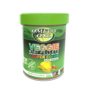 Omega One Super Color Veggie Slow Sinking Mini Pellet Fish Food Mini Pellets 3.5 oz