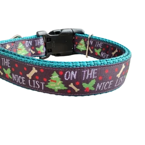 On The Nice List Christmas Nylon Dog Collar