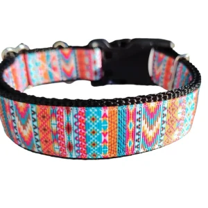 Orange Tribal Nylon Dog Collar