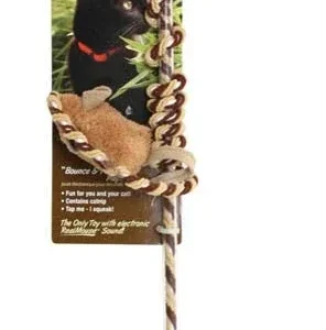 OurPets Play-N-Squeak Bounce-N-Pounce Play Wand Cat Toy Brown