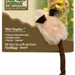 OurPets Play-N-Squeak Wild Flingdom Catnip Cat Toy Cream, Brown
