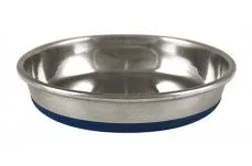 OurPets Premium Rubber Bonded Stainless Steel Cat Bowl, Silver, 12 oz