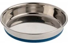 OurPets Premium Rubber Bonded Stainless Steel Cat Bowl, Silver, 16 oz
