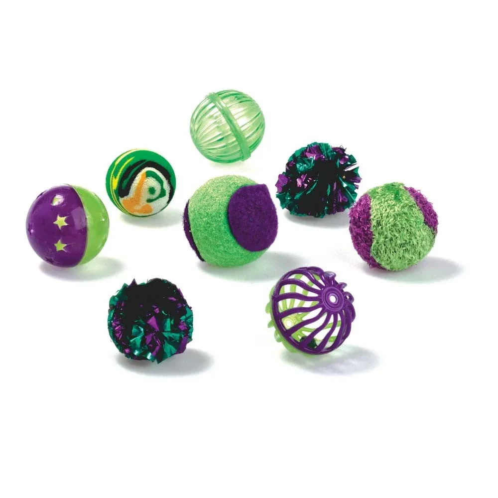 OurPets Rollin in Fun Cat Toy Multi-Color, 8-Count