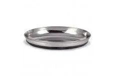 OurPets Rubber Bonded Bottom Oval Cat Bowl Silver