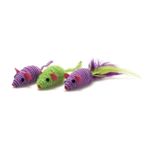 OurPets Three Twined Mice Catnip Cat Toy, Green, Purple, Mass, 3-Count