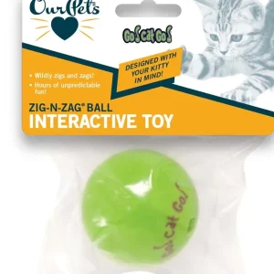 OurPets Zig-n-Zag Ball Cat Toy Green