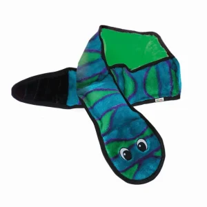 Outward Hound Invincibles Dog Toy Snake 6 Squeakers Blue/Green X-Large