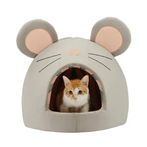 Outward Hound Novelty Pet Hut Covered Domed Cat Bed Grey Mouse