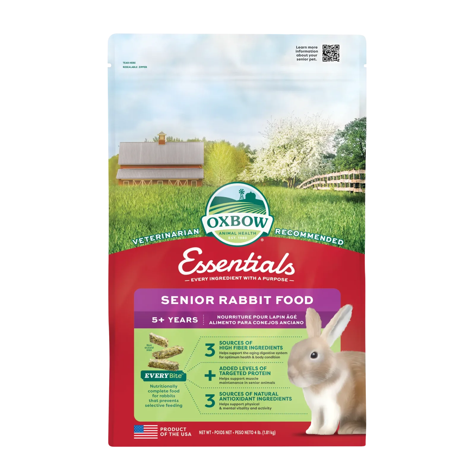 Oxbow Animal Health Essentials Senior Rabbit Food 4 lb