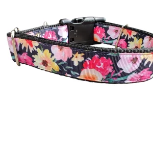 Painted Flowers Nylon Dog Collar