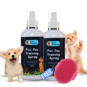 Papa Pawsome Pee Poo Potty Training Spray and Assorted Brush or Toy for Dogs and Cats