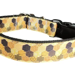 Patchwork Beehive Nylon Dog Collar