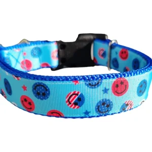 Patriotic Smiley Faces Nylon Dog Collar