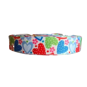 Patterned Hearts Nylon Dog Collar