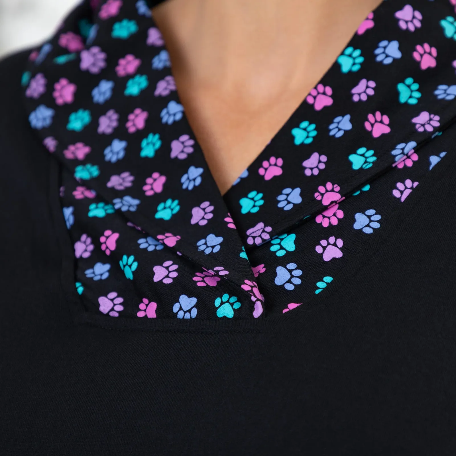 Paw Print Shawl Collar Top - Image 2