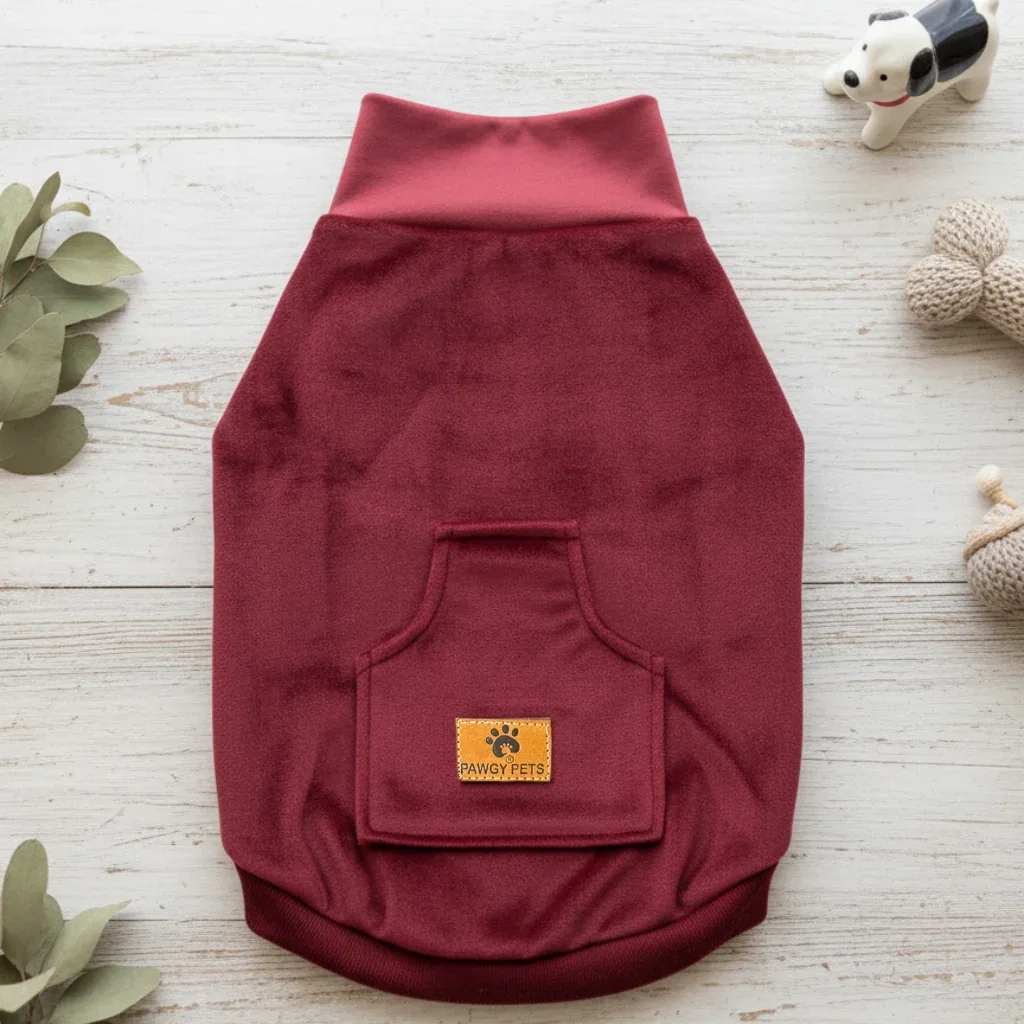 Pawgy Pets Super Soft Maroon High Neck Sweater for Dogs and Cats