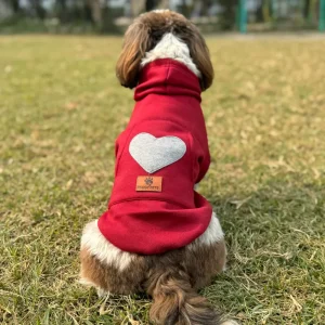 Pawgypets Heart Hoodie Sweatshirt for Dogs and Cats (Maroon)