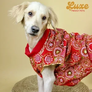 Pawgypets Luxe Embroidered Kurta for Dogs and Cats (Red)