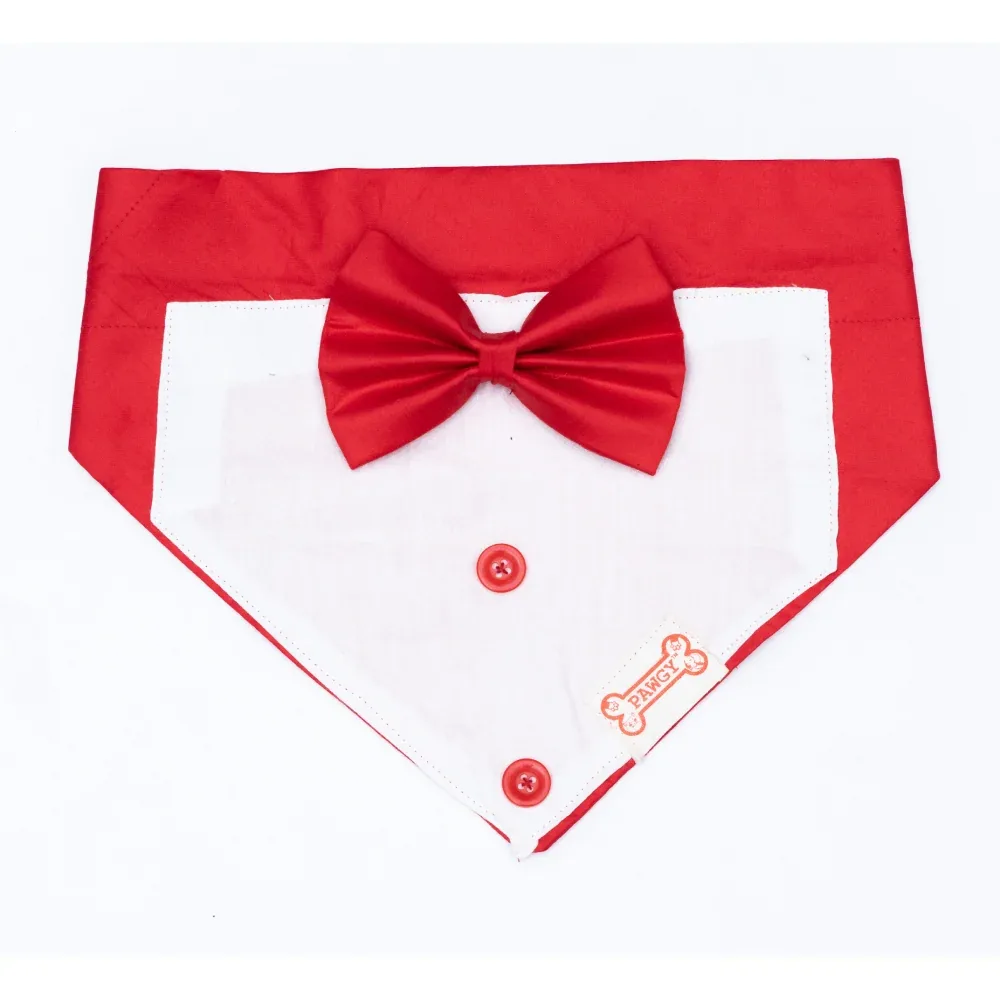 Pawgypets Tuxedo Bandana for Dogs and Cats (Red) - Image 2