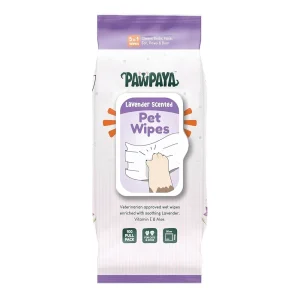 Pawpaya Lavender Scented Wipes for Dogs and Cats