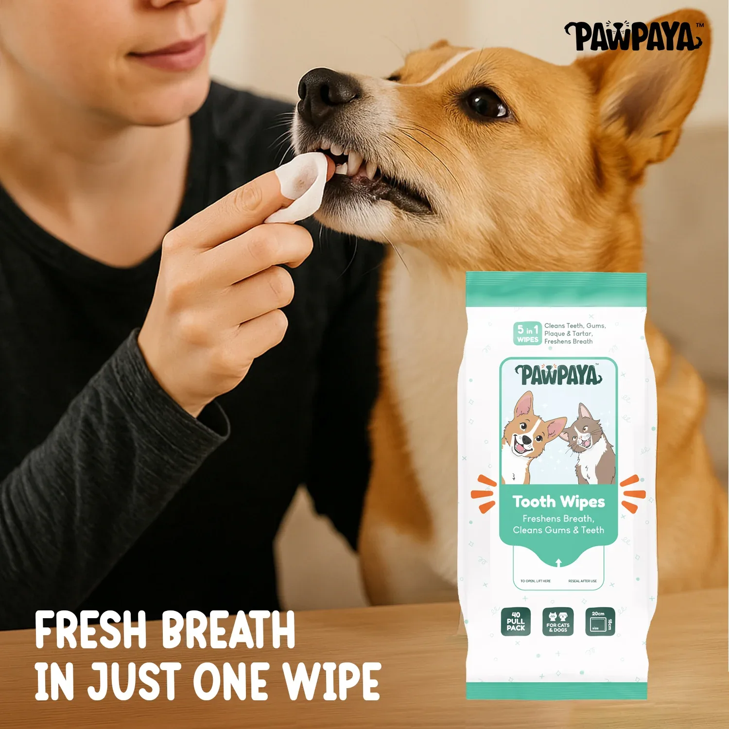 Pawpaya Tooth Wipes for Dogs and Cats - Image 2