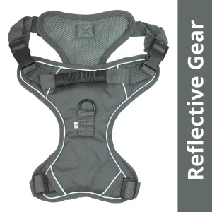 Pawpourri Adjustable Reflective Padded Harness for Dogs (Grey)