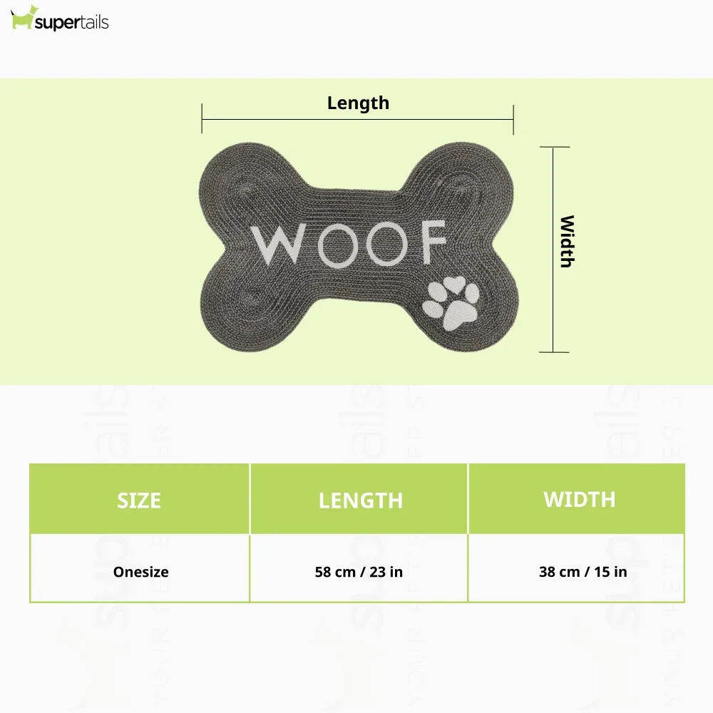 Pawpourri Bone Shaped Woof Printed Mat for Dogs and Cats (Dark Grey) - Image 2