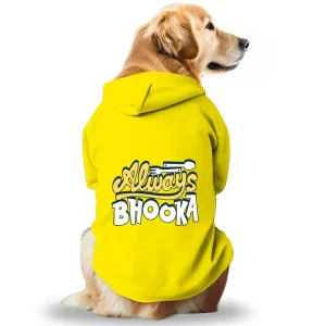 Pawsindia Always Bhooka Hoodie for Dogs (Yellow)