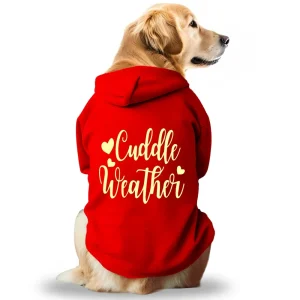 Pawsindia Cuddle Weather Hoodie for Dogs (Red)