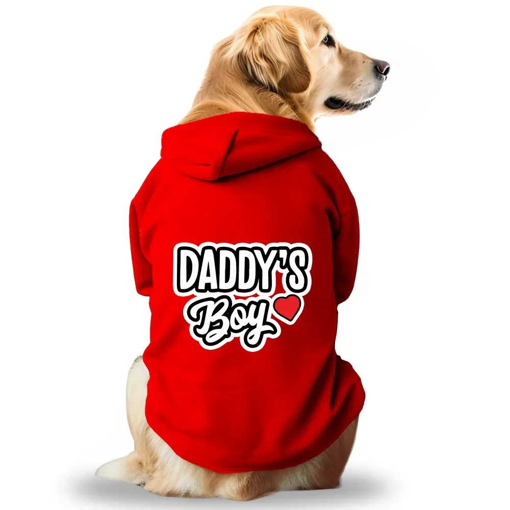 Pawsindia Daddy's Boy Hoodie for Dogs (Red)