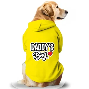 Pawsindia Daddy's Boy Hoodie for Dogs (Yellow)