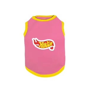 PawsIndia Hottie Printed with Ribbed Sleeves TShirt for Cats (Pink)