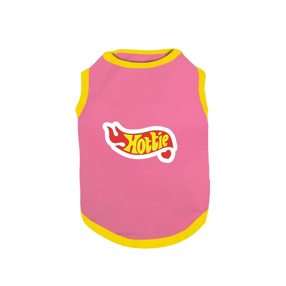 PawsIndia Hottie Printed with Ribbed Sleeves TShirt for Cats (Pink)