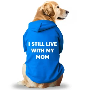 Pawsindia I still Live With My Mom Hoodie for Dogs (Blue)