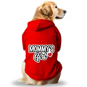 Pawsindia Mommy's Girl Hoodie for Dogs (Red)
