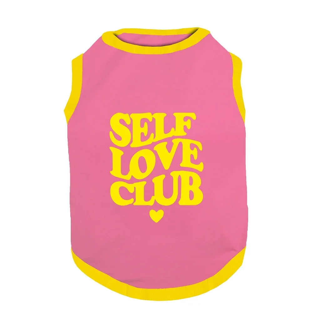 PawsIndia Self Love Club Printed with Ribbed Sleeves TShirt for Cats (Pink)