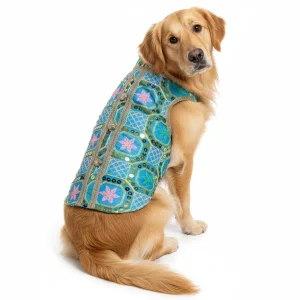 Pawsindia Traditional Nawabi Embroidered Kurta for Dogs (Sky Blue)