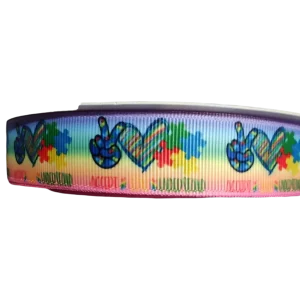 Peace Love Autism Nylon Dog Collar