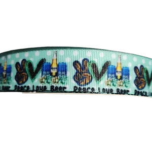 Peace Love Beer Nylon Dog Collar