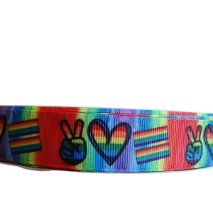 Peace Love Pride Nylon Dog Collar