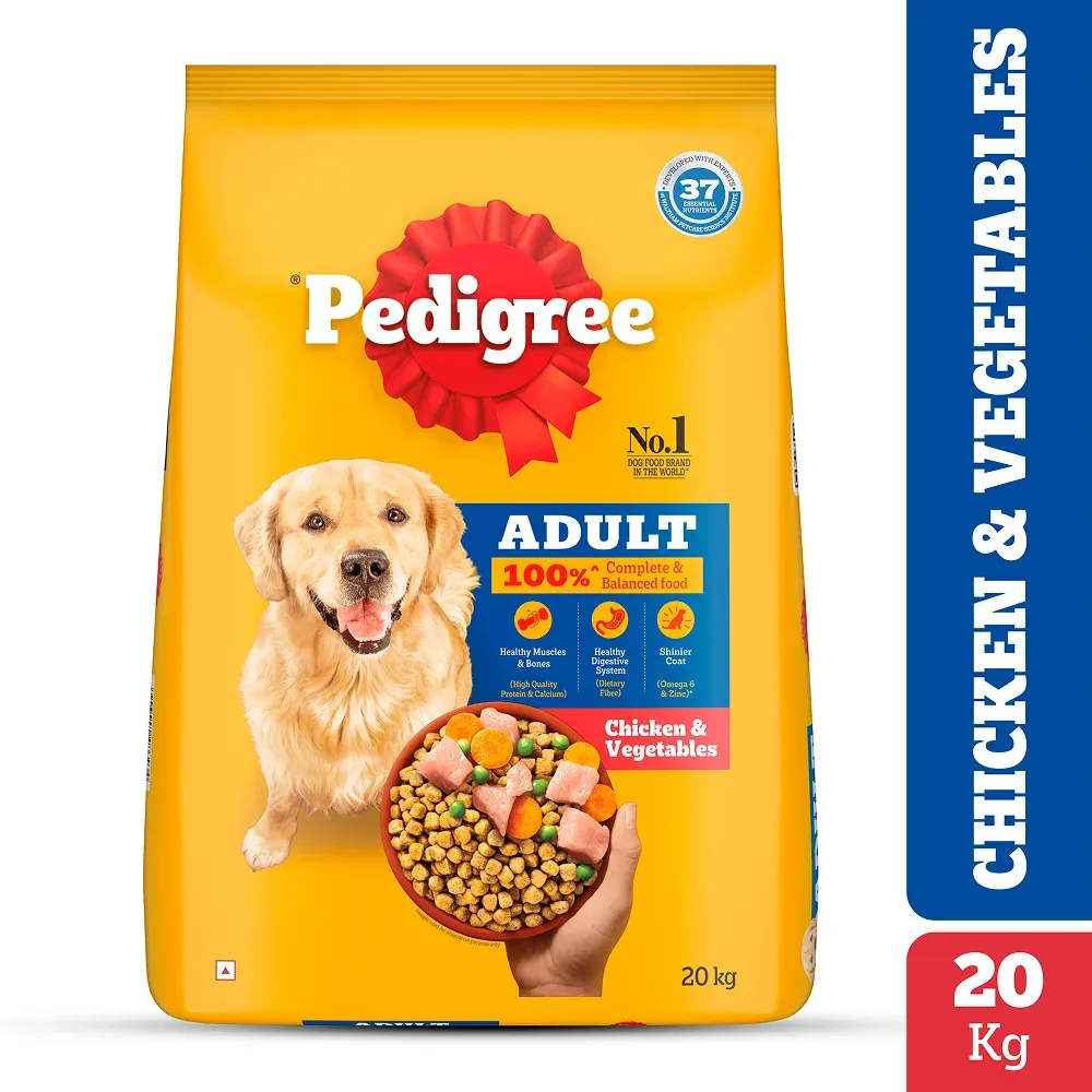Pedigree Chicken and Vegetables Adult Dog Dry Food (20kg) and Intas Eazypet Dog Deworming Tablet (pack of 10 tablets) - Image 2