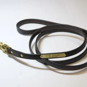 Personalized Mahogany Dog Leash with Brass