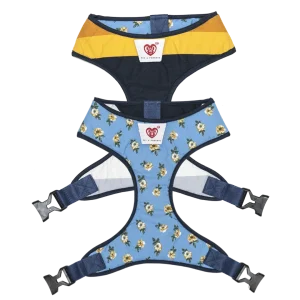 Pet And Parents Blue Flowers and Stripes Reversible Harness for Dogs