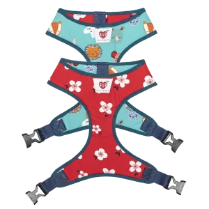 Pet And Parents Floral Cartoon Reversible Harness for Dogs