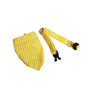 Pet Feast Checkered Collar And Bandana Sets for Dogs (Yellow)